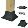 thumbnail image 1 of Myard PNP114040 4X4 (Actual 3.5X3.5) Inches Post Base Cover Skirt Flange with Screws for Deck Porch Handrail Railing Support Trim Anchor (Qty 1, Black), 1 of 8