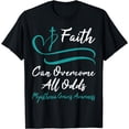 thumbnail image 1 of Myasthenia Gravis Awareness Teal Ribbon Christian Cross T-Shirt, 1 of 4
