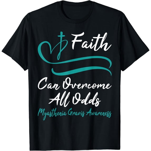 Myasthenia Gravis Awareness Teal Ribbon Christian Cross T-Shirt