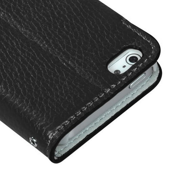 Mybat Black Premium Book-style Myjacket Wallet With Card Slot 739 With Package For Apple Iphone 5