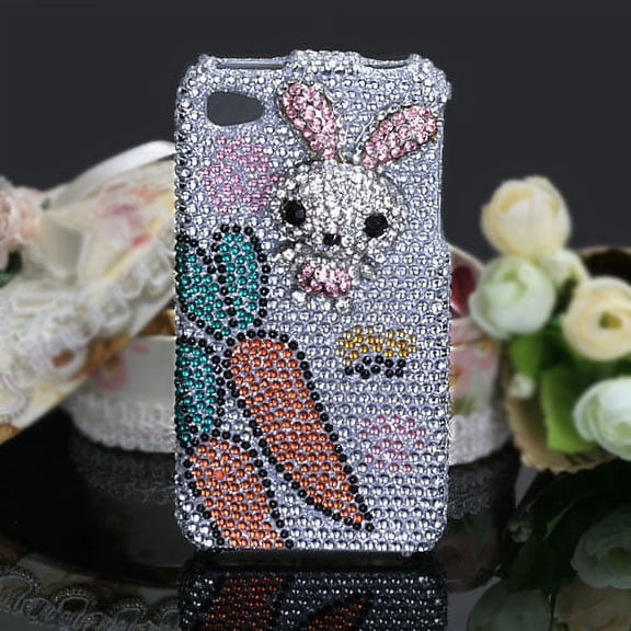 Mybat Bouncing Bunny Rabbit Premium 3d Diamante Protector Cover For Apple Iphone 4s4