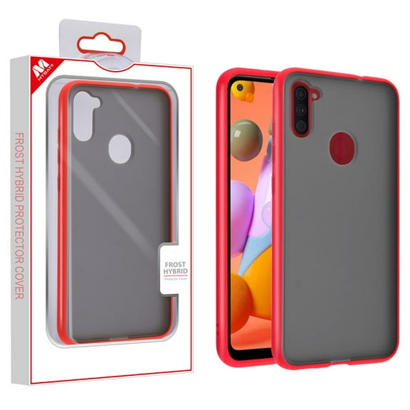 Mybat Frost Hybrid Protector Cover For Samsung Galaxy A11 - Semi Transparent Smoke Frosted Rubberized Red