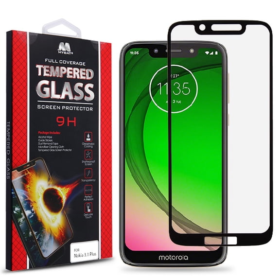 Mybat Full Coverage Tempered Glass Screen Protector For Motorola Moto G7 Play Alcatel T-mobile Revvlry - Black