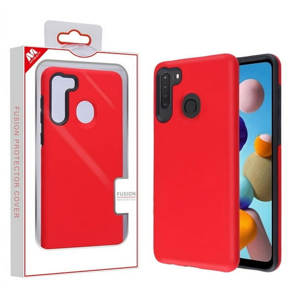 Mybat Fuse Hybrid Protector Cover For Samsung Galaxy A21 - Rubberized Red Black