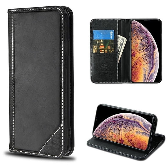 Mybat Genuine Leather My Jacket Wallet for Apple iPhone XS Max (6.5") - Black