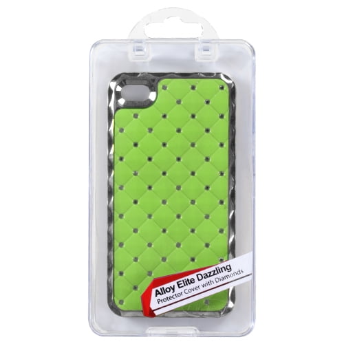 MYBAT Pearl Green Silver Plating Luxurious Lattice Alloy Elite Dazzling Back Protector Cover with Diamonds ( with Package ) for APPLE iPhone 4S/4