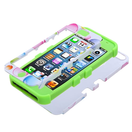 Mybat Rainbow Bigger Bubbleselectric Green Tuff Hybrid Phone Protector Cover For Apple Iphone 5