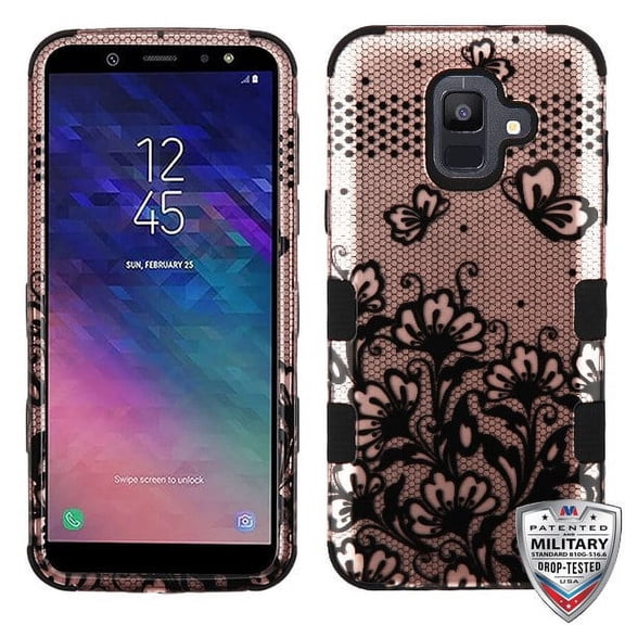Mybat Tuff Hybrid Lace Case for Samsung Galaxy A6 (2018), A600 ROSE GOLD & BLACK