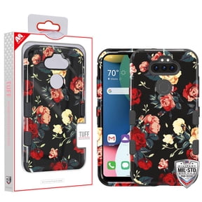 Mybat Tuff Hybrid Protector Cover Military-grade Certified For Lg K31 Aristo 5 Fortune 3tribute Monarch Phoenix 5 - Red And White Roses Black
