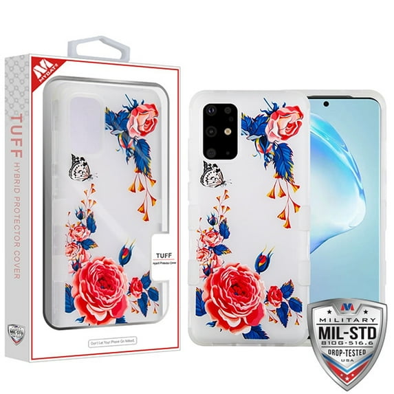 Mybat Tuff Hybrid Protector Cover Military-grade Certified For Samsung Galaxy S20 Plus 6.7 Galaxy S20 Plus 5g - Semi Transparent White Frosted Peach Rose Garden Transparent White