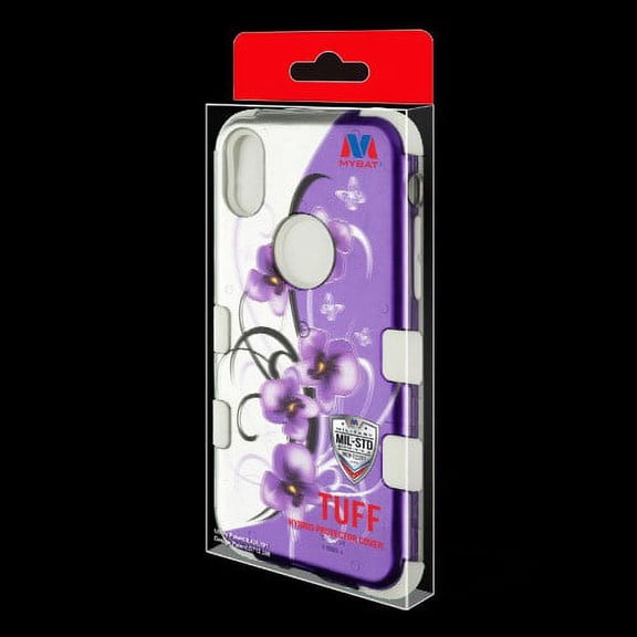 Mybat Tuff Series Case For Apple Iphone Xsx - Twilight Petunias 2d Silver Solid White