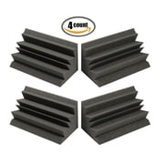 Mybecca Acoustic Foam 4 PACK Bass Trap Studio Corner Wall 12" x 6" x 6" Made in USA - Color Charcoal