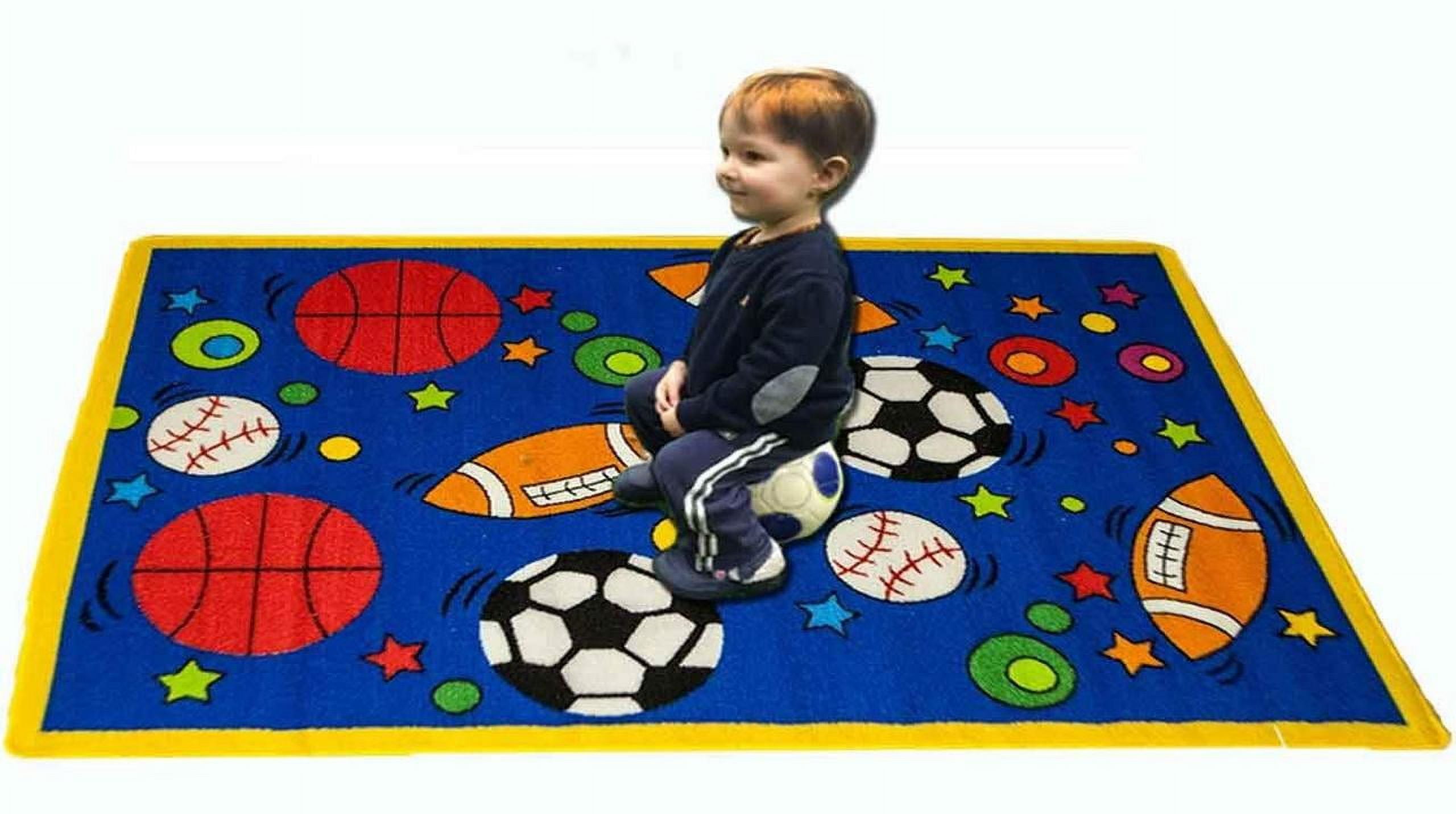 Kids Ruggable Mybecca Fun Kids Rug SPORTS DESIGN #2 for Nursery & Playroom (Approx ...