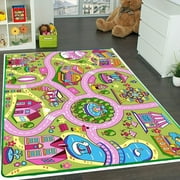 Mybecca Kids Rug Colourful Fun Land 3 x 5 Roads Childrens Floor Play Children Area Rug Mat Playroom & Nursery 39 x 56