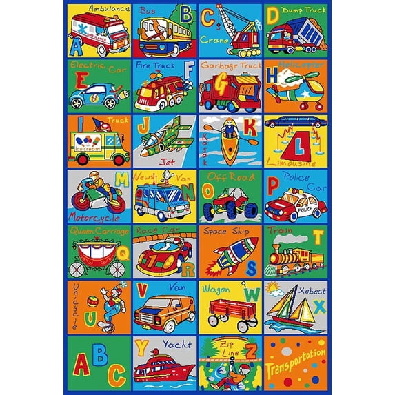 Mybecca Kids Rugs Transportation 3'x5' Fun Learning Carpet (39" x 56")