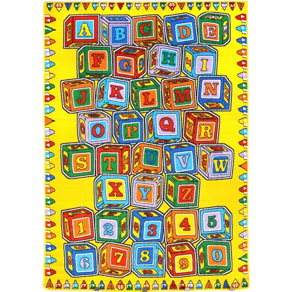 Mybecca Learning ABC Kids Rug Blocks Design 5 feet X 7 Feet (59" X 82")
