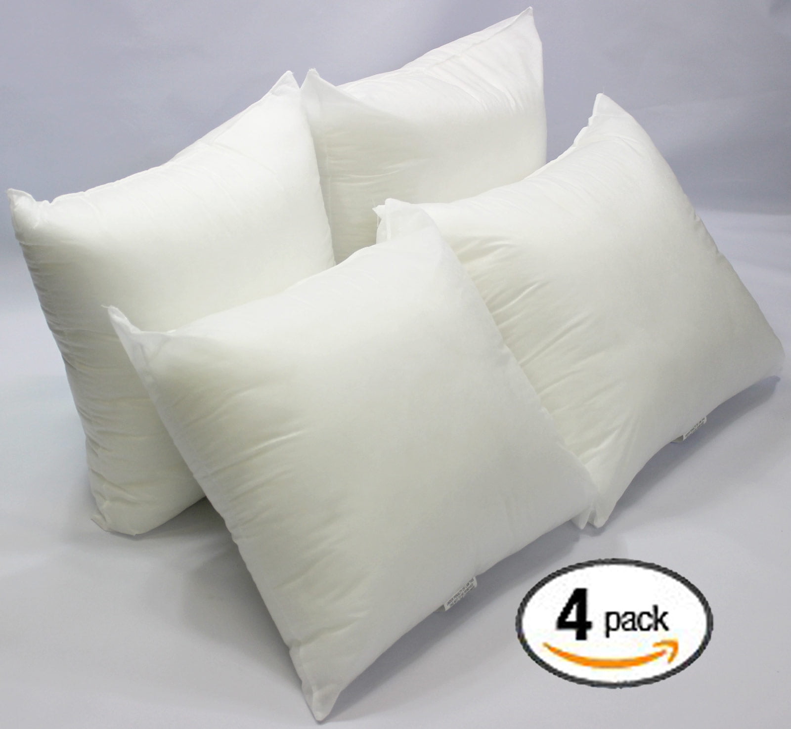 Mybecca Set of 4 - 18 x 18 Premium Hypoallergenic Stuffer Pillow Insert  Sham Square Form Polyester, Standard / White - Made in USA 