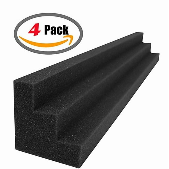 Mybecca XL Acoustic Wedge Studio Soundproofing Foam Corner Block (4 Pack) Charcoal Color