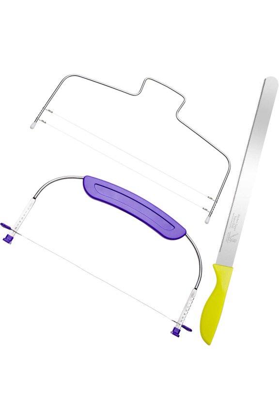 Boao Kitchen Baking Tools, Adjustable Cake Levelers, Double Wire Cake Slicer Levelers and Stainless Steel Knife