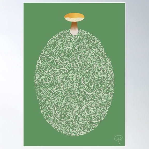 Mycelium Maze - Bolete (Print Version) Poster Wall Art, Modern Wall Decor For Living Room Bedroom, 8x12 UNFRAMED