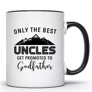 Mycheny Only The Best Uncle Get Promoted to Godfather Coffee Mug - New Godfather Mug Gift, Best Uncle Gifts, Tea Cup for Uncles, Funny Birthday Present From Niece or Nephew