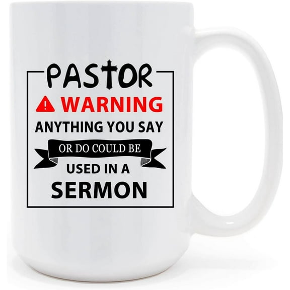 Mycheny Pastor Warning Coffee Mug (15 oz) - Funny Mug for Pastor, Appreciation Gift for Men and Women, Best Pastor Mug, Christian Gifts, Thanksgiving for Pastor, Pastor Appreciation