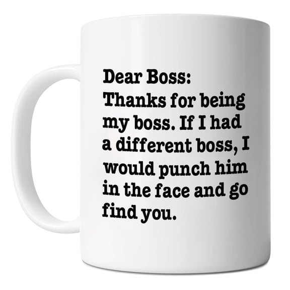 Mycheny Best Boss Ceramic Mug, 11 Ounces, Bosses Day Gifts, Funny Office Tea Cup, Thanks for Being My Boss Mugs, Birthday Gifts for Men and Women