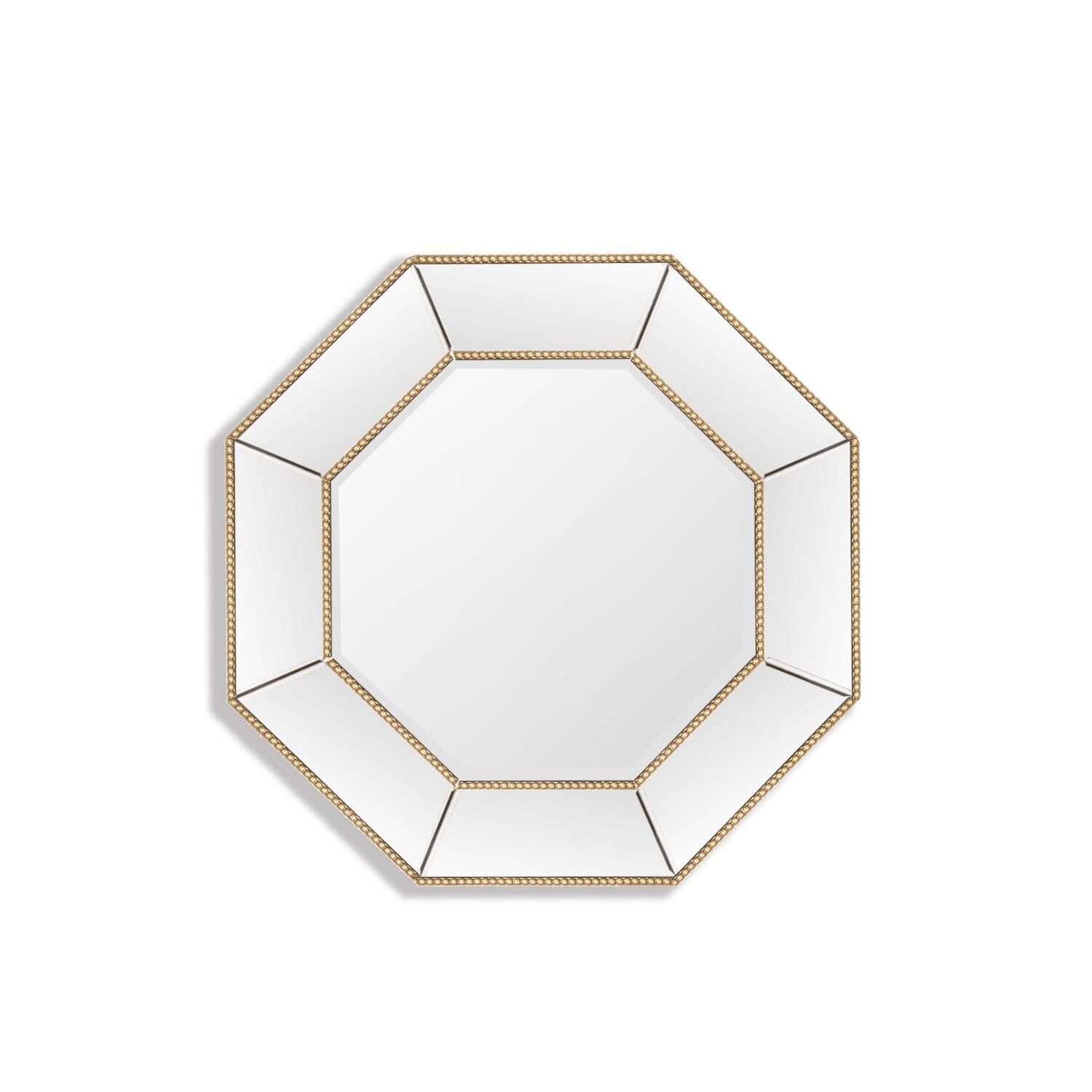 Antique Silver Hexagonal Wood & Glass Wall Mirror, 36"