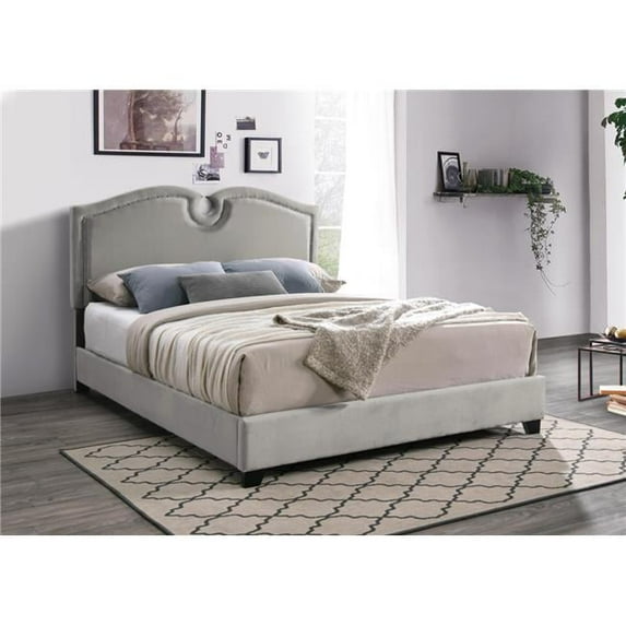 Myco Furniture KM8005-Q-CP 84 x 64 x 56 in. Kimberly Nailhead Queen Size Bed, Champagne