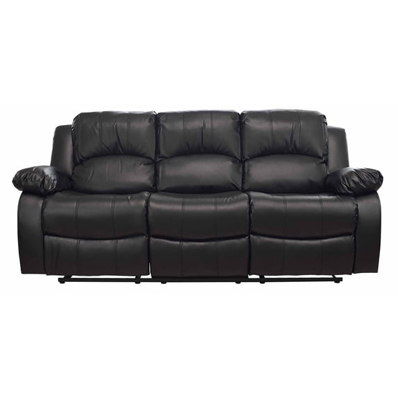 Kaden Bonded Leather Recliner Sofa in Black
