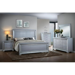 Lifestyles Sofia Grey Queen Size Bedroom Set With Dresser And Mirror