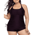 thumbnail image 1 of Mycoco Plus Size Tankini Swimsuit Two Piece Bathing Suits for Women High Neck Tankini Top with Shorts, 1 of 8