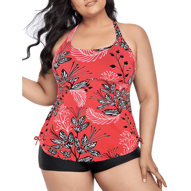 Mycoco Plus Size Tankini Swimsuit Two Piece Bathing Suits for