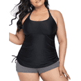 thumbnail image 1 of Mycoco Plus Size Tankini Swimsuit Two Piece Bathing Suits for Women High Neck Tankini Top with Shorts, 1 of 8
