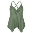 thumbnail image 1 of Mycoco Women's Front Tie Swim Top Cross Back Tankini Top Flowy Swimsuit Tops, 1 of 5