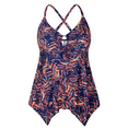 thumbnail image 1 of Mycoco Women's Front Tie Swim Top Cross Back Tankini Top Flowy Swimsuit Tops, 1 of 6