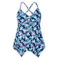 thumbnail image 1 of Mycoco Women's Front Tie Swim Top Cross Back Tankini Top Flowy Swimsuit Tops, 1 of 6