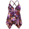 thumbnail image 1 of Mycoco Women's Front Tie Swim Top Cross Back Tankini Top Flowy Swimsuit Tops, 1 of 5