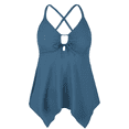 thumbnail image 1 of Mycoco Women's Front Tie Swim Top Cross Back Tankini Top Flowy Swimsuit Tops, 1 of 5