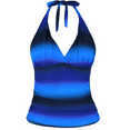 thumbnail image 1 of Mycoco Women's Halter Swim Top V Neck Swimwear Front Shirred Tankini Top, 1 of 5