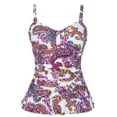 thumbnail image 1 of Mycoco Women's Swim Top Padded Ruffle Hem Shirred Swimwear Tankini Swimsuit Top, 1 of 5