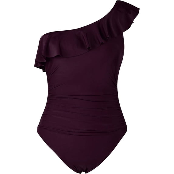 Mycoco Womens One Piece Swimsuits One Shoulder Ruched Ruffle Monokini Bathing Suits
