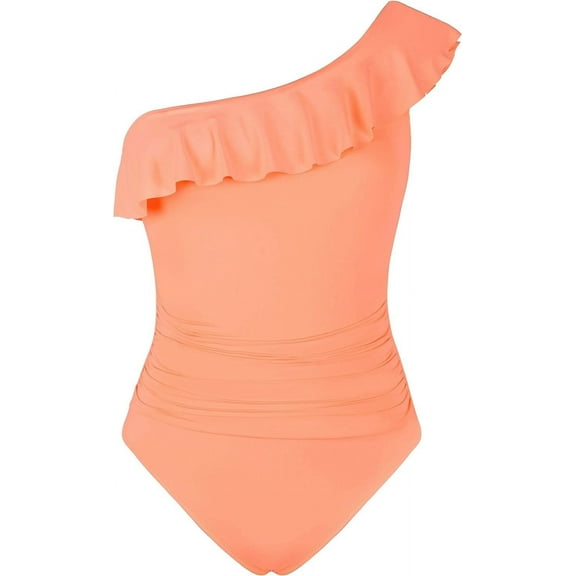 Mycoco Womens One Piece Swimsuits One Shoulder Ruched Ruffle Monokini Bathing Suits