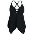 Mycoco Womens Plus Size Swim Top Cross Back Tankini Top Flowy Swimsuit ...