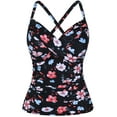 thumbnail image 1 of Mycoco Womens Underwire Tankini Swimsuits Tops Front Twist Bathing Suit Tops Ruched Tummy Control Tankinis Black Floral US12, 1 of 5