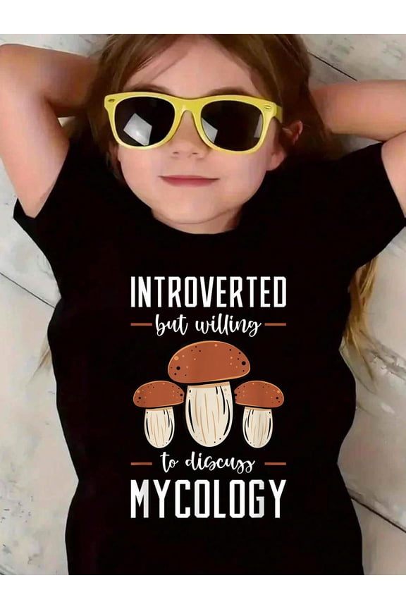 Mycologist Introverted Mycology Fungi Mushroom Lover Kids T-Shirt Kids Graphic Tee Soft Cotton Short Sleeve Casual Shirt
