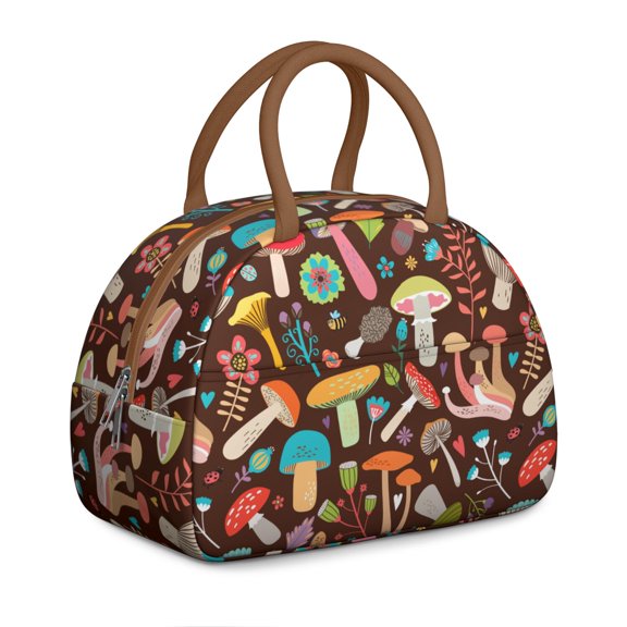 Mycologist's Lunch Bag - Spore Print Microscopic Pattern, Insulated Tote for Science Teachers
