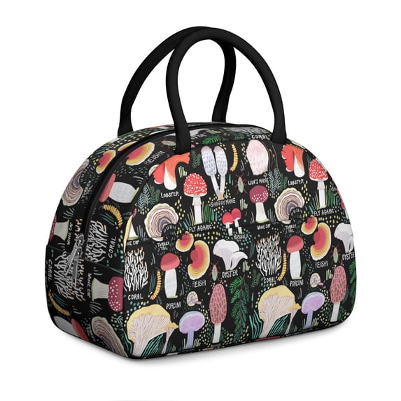 Mycologist's Lunch Bag - Spore Print Microscopic Pattern, Insulated Tote for Science Teachers