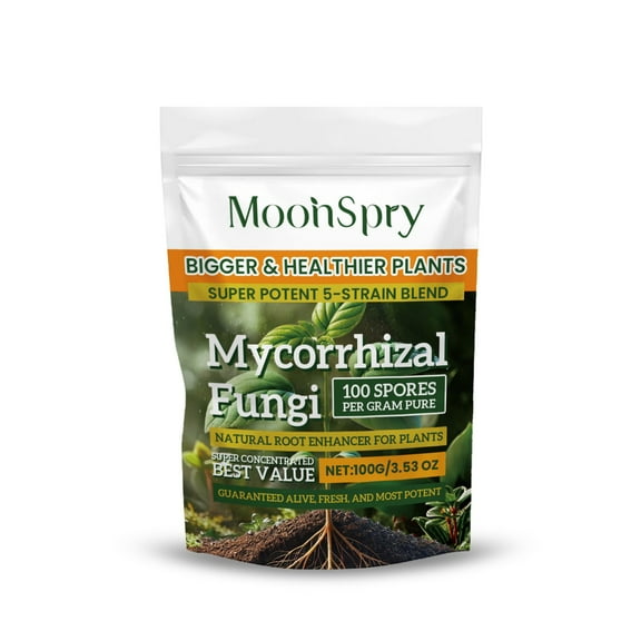 Mycorrhizal Fungi Organic Root Enhancer for Plants,Super Potent 100 Spores Per Gram, 5-Strain Blend, Rapid Results for Gardens, Houseplants, Lawns