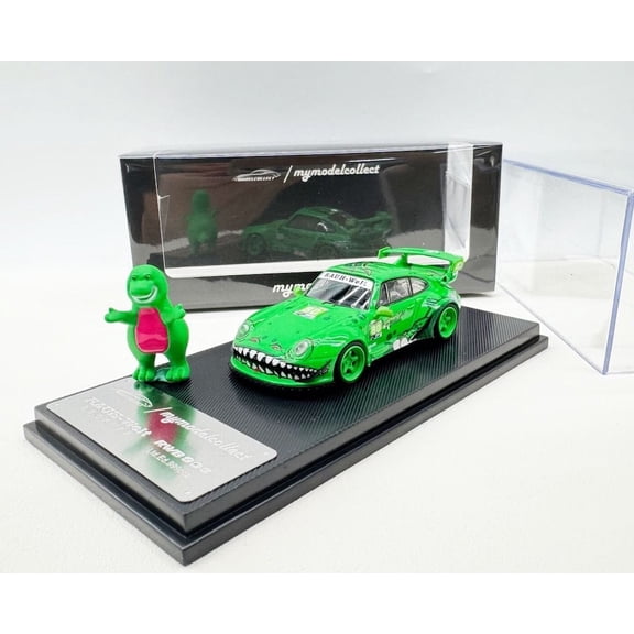 Mycrazybuy MC 1:64 Green Dinosaur RWB 993 Figure Sports Model Diecast Metal Car